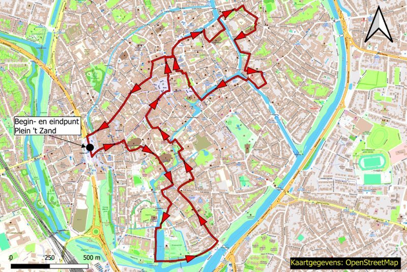 Kaart Wandeling langs Wintergloed 2023 in Brugge